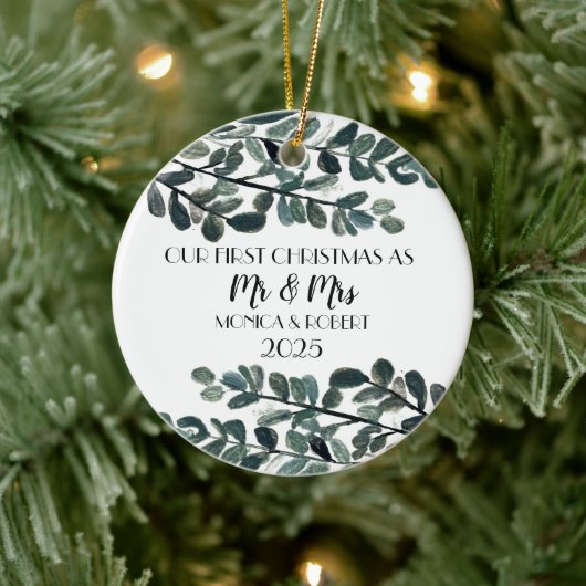 ユーカリ素朴プサケ初めてのクリスマス セラミックオーナメント (ツリー)