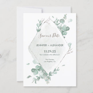 ユーカリ素朴プザデイトカード 招待状