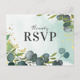 ユーカリ素朴プスグリーンリーウェディングRSVP インビテーションポストカード