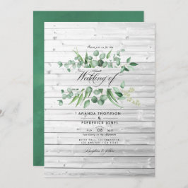 ユーカリ素朴プスグリーンリーカントリーバ結婚ン 招待状