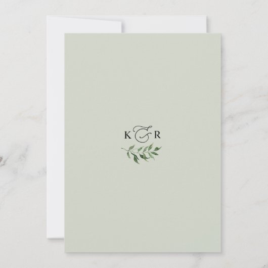 ユーカリ素朴プスグリーンリー金ゴールド結婚式招待状 招待状 (裏面)