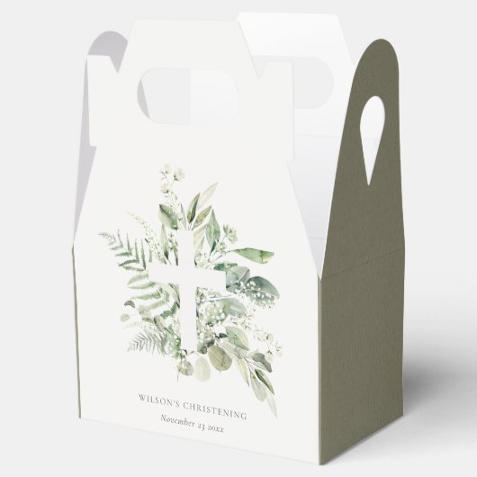ユーカリ素朴プスファーンブロージクロス《キリスト教》洗礼式や命名式 フェイバーボックス (オープン)