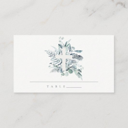 ユーカリ素朴プスファーンブロージクロス《キリスト教》洗礼式や命名式 プレイスカード (裏面)