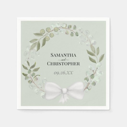 ユーカリ素朴プスリースエレガントグリ結婚ーン スタンダードカクテルナプキン (正面)