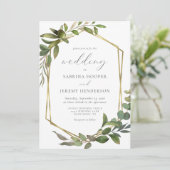 ユーカリ素朴プタスオリーブ金ゴールドフレ結婚ーム 招待状 (スタンド正面)