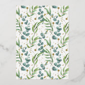 ユーカリ素朴プタスグリーンバプテスマ金ゴールド 箔招待状 (裏面)