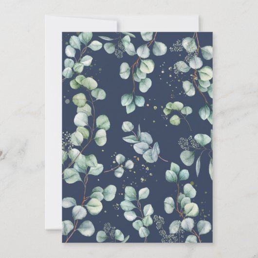 ユーカリ素朴プタスグリーンリース金ゴールド結婚ズ 招待状 (裏面)