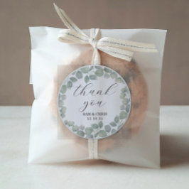 ユーカリ素朴プタスグリーン結婚ズ・サンキュー ラウンドシール