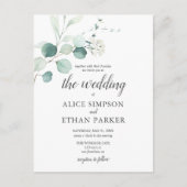 ユーカリ素朴プタススクリプ結婚ト夏 インビテーションポストカード (正面)