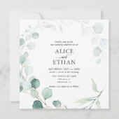 ユーカリ素朴プタススクリプ結婚ト夏 招待状 (正面)