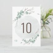 ユーカリ素朴プタステーブル番号カード 招待状 (スタンド正面)