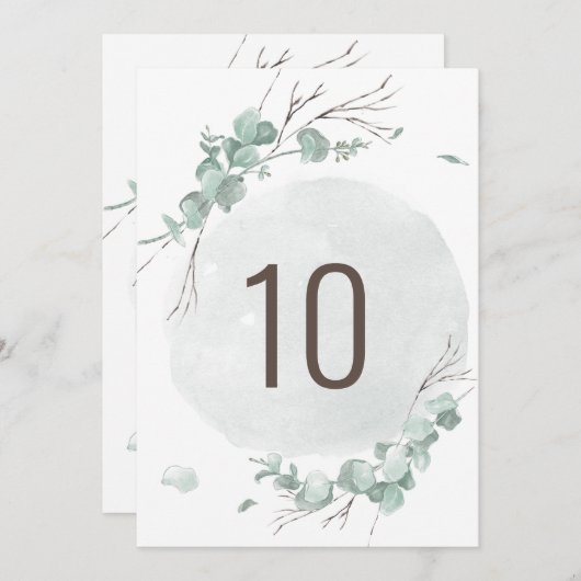 ユーカリ素朴プタステーブル番号カード 招待状 (正面/裏面)