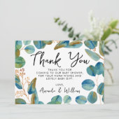 ユーカリ素朴プタスベイビーシャワーサンキューカード サンキューカード (スタンド正面)
