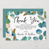 ユーカリ素朴プタスベイビーシャワーサンキューカード サンキューカード (正面/裏面)
