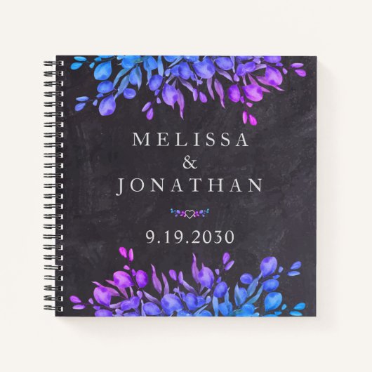 ユーカリ素朴プタスボタニカル結婚グレイのゲストブック ノートブック (正面)