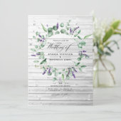 ユーカリ素朴プタスラベンダーカントリー結婚ズ 招待状 (スタンド正面)