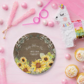 ユーカリ素朴プタスリーフ秋サンフラワーベビーシャワー ペーパープレート (パーティー)