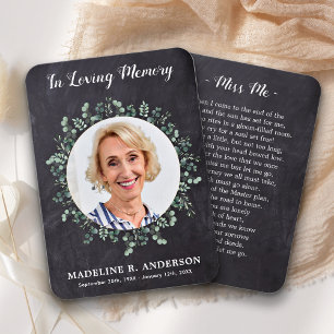 ユーカリ素朴プットシルク記念祈りの言葉カード