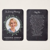 ユーカリ素朴プットシルク記念祈りの言葉カード (正面&裏面)