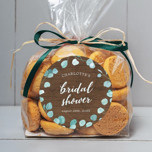 ユーカリ素朴プトゥスとブラウンウッドブライダルシャワー ラウンドシール