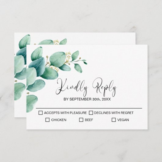 ユーカリ素朴プトゥスウェディングRSVP 出欠カード (正面/裏面)