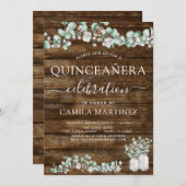 ユーカリ素朴プトゥスウッドキンセアニェラお祝い 招待状 (正面/裏面)