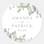 ユーカリ素朴プトゥスエレガントな結婚式封筒用シール ラウンドシール (正面)
