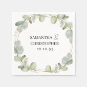 ユーカリ素朴プトゥスグリーン&金ゴールド結婚ズ スタンダードカクテルナプキン (正面)