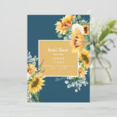 ユーカリ素朴プトゥスサンフラワーティール(緑がかった色)ブライダルシャワー 招待状 (スタンド正面)