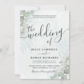 ユーカリ素朴プトゥスセージグリーン結婚式招待状 招待状 (正面)