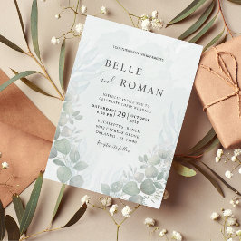 ユーカリ素朴プトゥスセージグリーン結婚式招待状 招待状