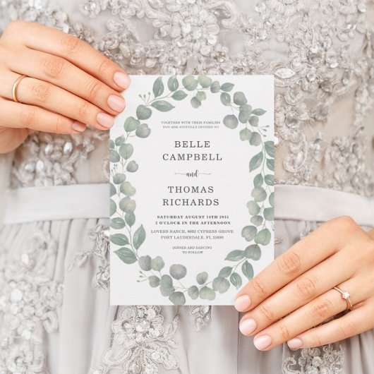 ユーカリ素朴プトゥスダスティーブルー結婚式招待状 招待状