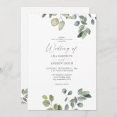 ユーカリ素朴プトゥスデュオグリーンリー結婚式招待状 招待状 (正面/裏面)