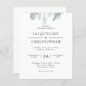 ユーカリ素朴プトゥスバジェットフローラ結婚式招待状 (正面/裏面)