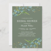 ユーカリ素朴プトゥスフォトセージグリーンブライダルシャワー 招待状 (正面)