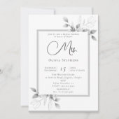 ユーカリ素朴プトゥスフレーム未来ミセスブライダルシャワー 招待状 (正面)