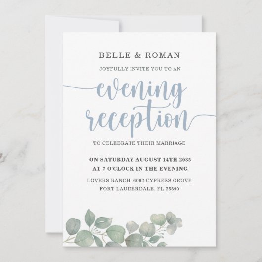 ユーカリ素朴プトゥスブルーウェディングレセプション 招待状 (正面)