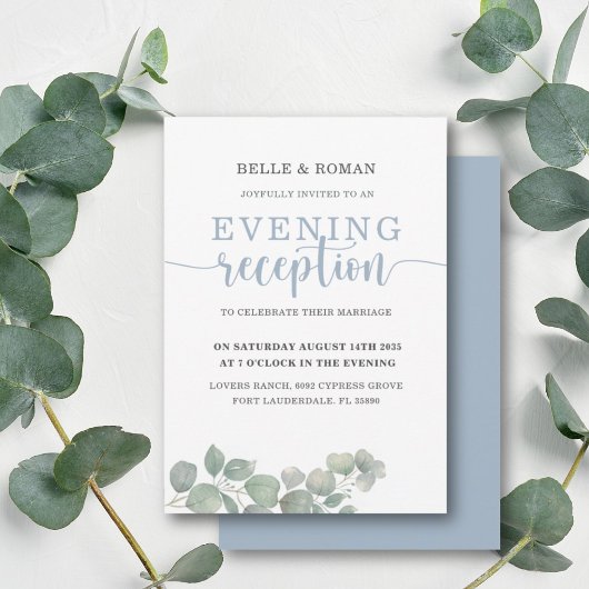 ユーカリ素朴プトゥスブルーウェディングレセプション 招待状