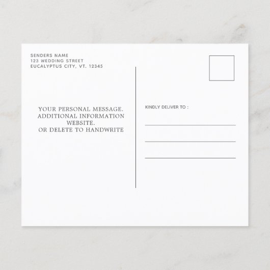 ユーカリ素朴プトゥス予算結婚式の日付を保存 (裏面)