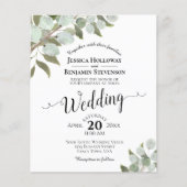 ユーカリ素朴プトゥス予算結婚式招待状 (正面)