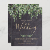 ユーカリ素朴プトゥス予算QRコード結婚式の招待 (正面/裏面)