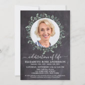 ユーカリ素朴プトゥス写真石板お祝い 招待状 (正面)