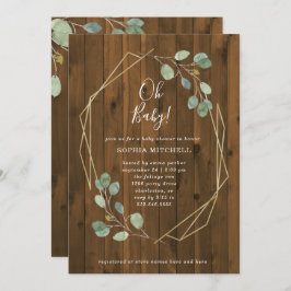 ユーカリ素朴プトゥス幾何学ベイビーシャワー | オーベビー 招待状