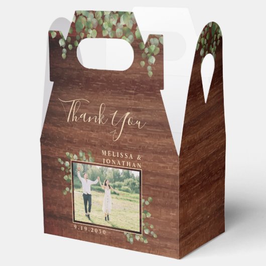 ユーカリ素朴プトゥス植物葉写真結婚の フェイバーボックス (オープン)