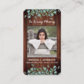 ユーカリ素朴プトゥス記念祈りの言葉カード葬儀 コーリングカード (正面)