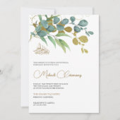 ユーカリ素朴プトゥス金ゴールド分岐イスラムメーンディ 招待状 (正面)