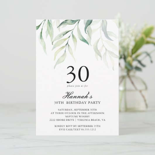 ユーカリ素朴プトゥス30th誕生日パーティの招待状 招待状 (スタンド正面)