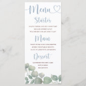 ユーカリ素朴プトゥス・ブルー結婚ズ メニュー (正面)