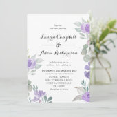 ユーカリ素朴プループルフローラ結婚式招待状 招待状 (スタンド正面)