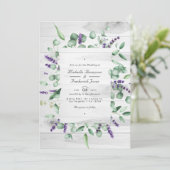 ユーカリ素朴ラベンダーカントリーQRコー結婚ド 招待状 (スタンド正面)